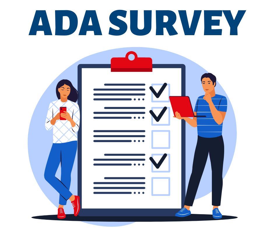 ADA Survey, image of a large survey with 2 people standing next to it looking at electronic devices