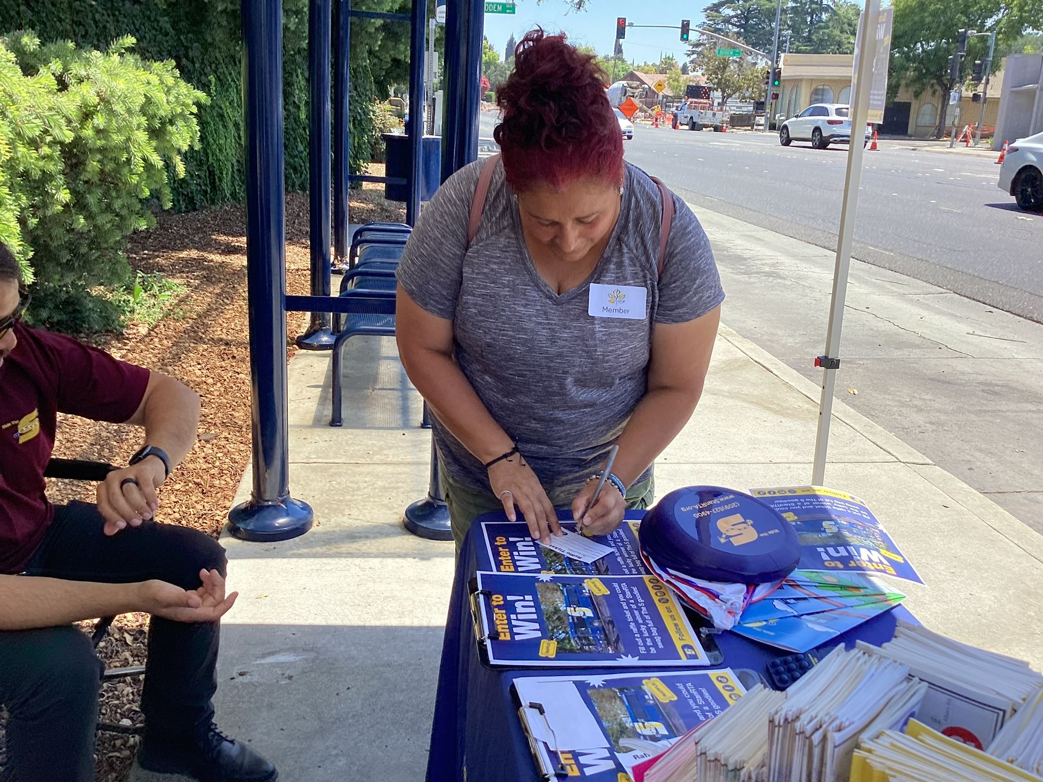 Filling out raffle ticket